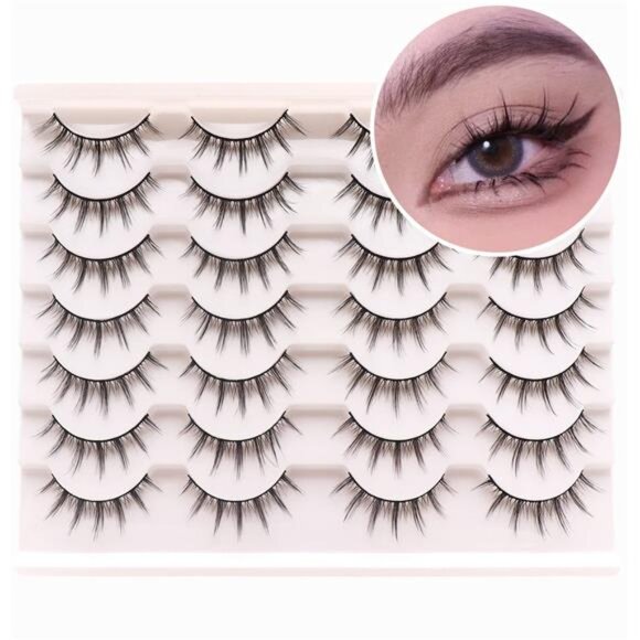Manga Lashes Fluffy Faux Mink Lashes 14 Pairs Natural False Lashes Pack - Picture 1 of 6